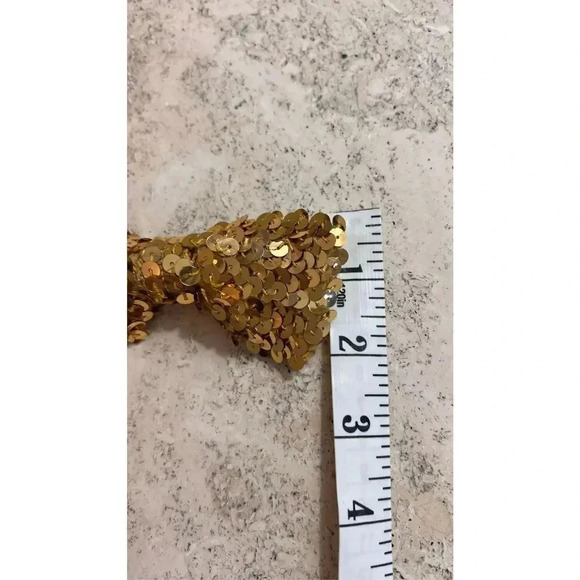 Vintage Retro Gold Sequin Clip on Bow Tie Holidays Festive Accessories - Picture 5 of 7